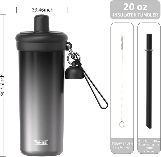 20 oz Thermo Cup with Straw, Thermal Insulated Car Cups with Hand Strap - Image 4