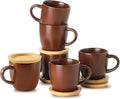 Hasense Stackable Porcelain Mini Espresso Cups and Saucers Set of 6, 4 OZ by Hasense