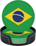 6 Pack Brazil Flag Leather Coaster by GTEVUTS