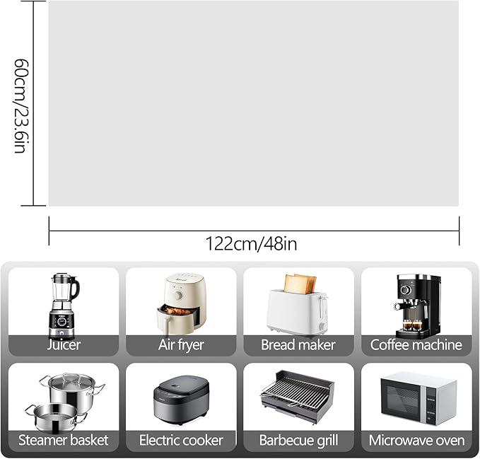 48" x 24" Heat Resistant Mat for Countertop Lanstics Silicone Baking Mat Non-Slip Silicone Mats Multipurpose Countertop Protector Mats Fire Resistant Mat Place Mat for Kitchen Counter (White)