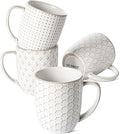 LE TAUCI Coffee Mugs 12 oz, Ceramic Mug Set Set of 4, Embossment Cups by LETAUCI