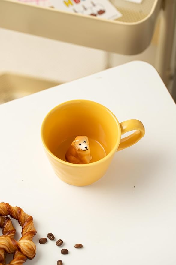 DIHOclub Dog Coffee Cup Hidden Ceramic Animal Inside Mug, Cute Cartoon Handmade - Image 4