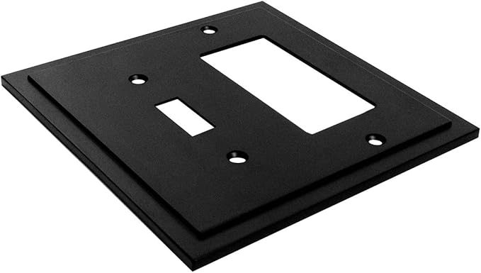 Henne Bery Modern Edge Decorative Wall Plate Switch Plate Outlet Cover, Durable Solid Zinc Alloy (Toggle/Decorator, Matte Black)
