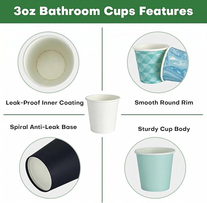 300 Pack 3 oz Bathroom Cups, BPA-Free Disposable Mouthwash Cups, Stackable - Image 4