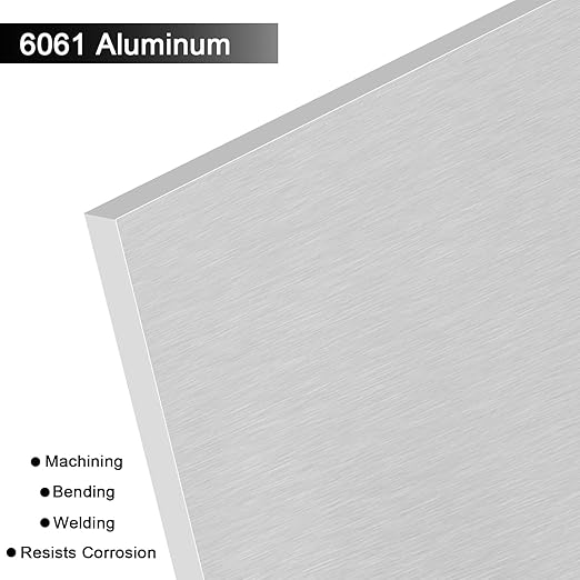 6061 T651 Aluminum Sheet Metal 7 x 14 x 1/4 Inch Flat Plain Aluminum Plate Covered with Protective Film, Heat Treatable Rectangle 6MM Aluminum Metal Plate for Industrial, Crafting