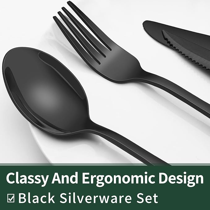 EWFEN 24-Piece Black Silverware Set - Image 3