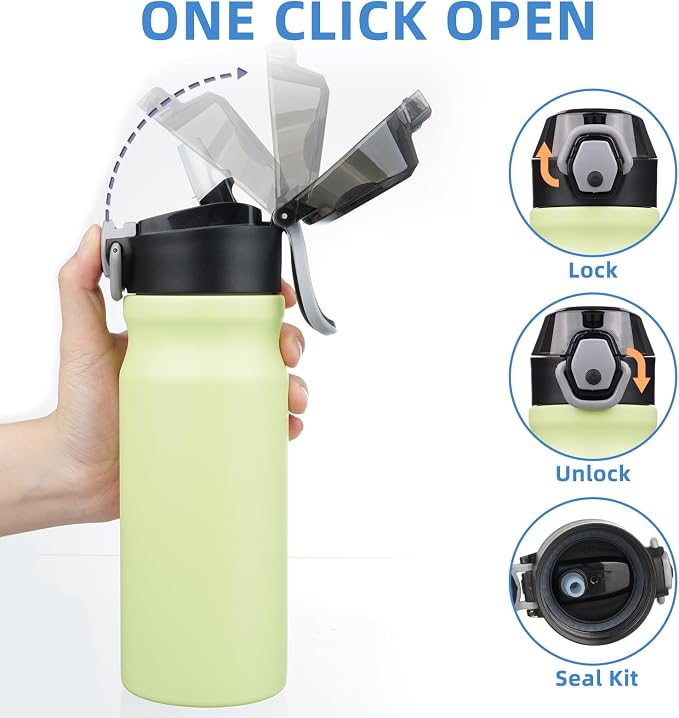 BJPKPK 18 oz Water Bottle with Straw & Handle, Insulated Stainless Flask | Leak - Image 3