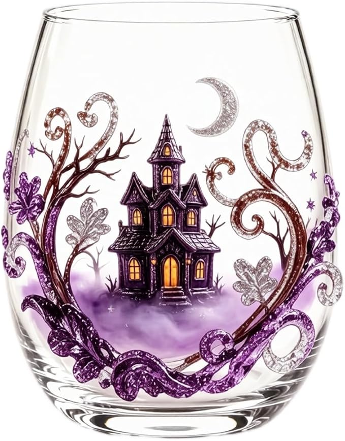 Halloween Printed Glass Cup, Ghost Pumpkin Themed Handleless Water Tumbler 15oz by Unknown