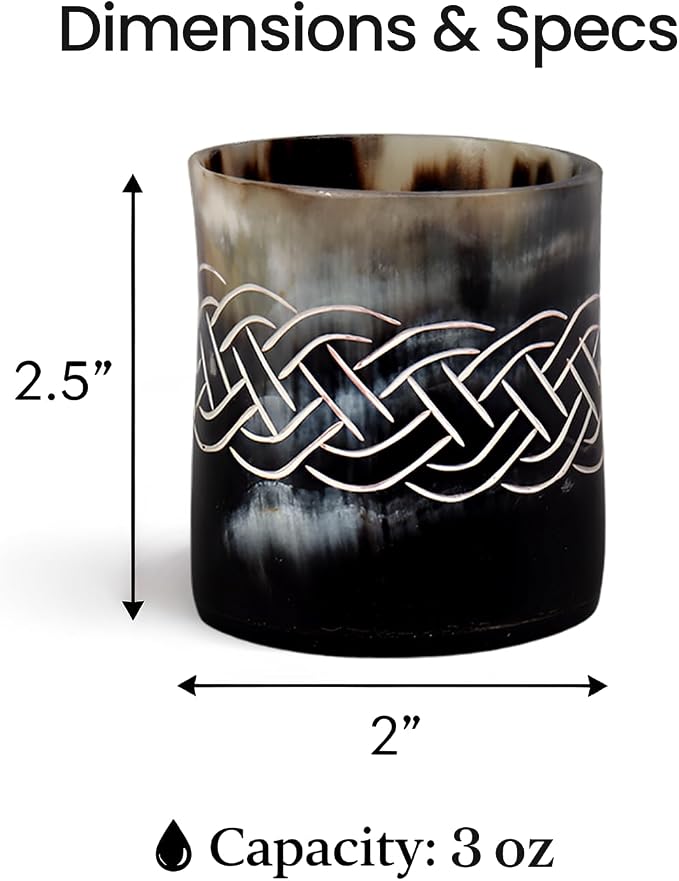 Handicrafts Home Viking Horn Shot Glasses Set of 8, Handmade Natural Ox Horn - Image 2