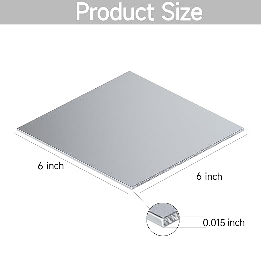 304 Stainless Steel Sheet - 4PCS 6" X 6" X 1/64" Thin Stainless Steel Plate 1/64 Inch Thickness with Protective Film Metal Sheets Shim Stock for Kitchen DIY Crafting (153 x 153 x 0.39 mm)