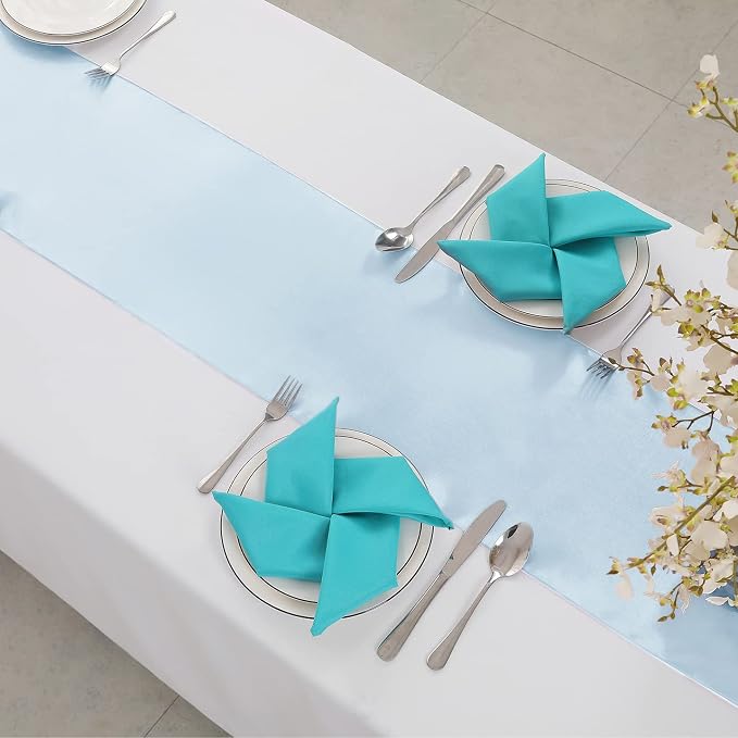 Horbaunal 12 Pack Light Blue Satin Table Runner 12 x 108 Inch | Smooth Table - Image 4