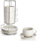 Sweese Porcelain Cappuccino Cups Set - 8 oz Stackable Coffee Mugs by Sweese