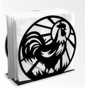 Chicken Decorative Black Metal Napkin Holder for Table, 4.9" x 4.6" x 2" Rooster Farm Animal Standing Napkin Holder for Home Kitchen Restaurant Picnic Party Coffee Bar Dining Room
