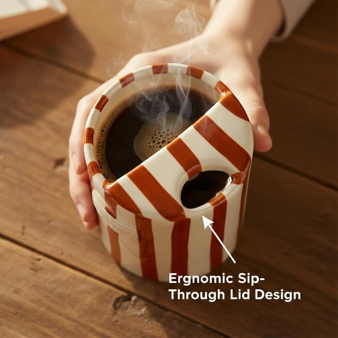 Ceramic Travel Mug without Handle–10oz Pottery Tumbler - Image 3