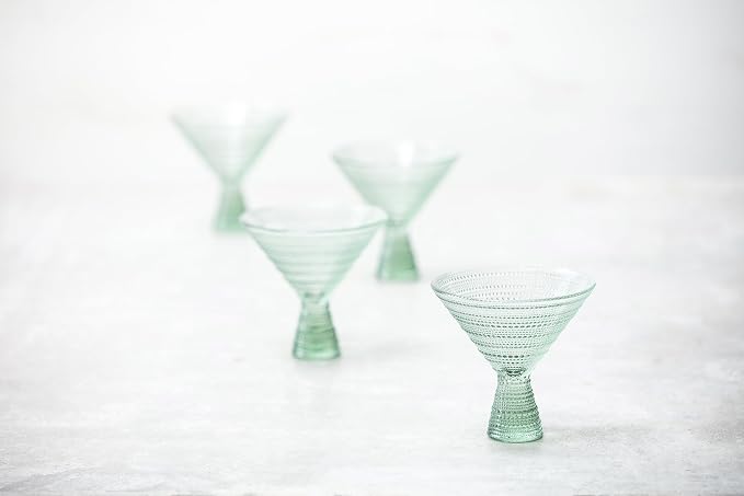 Fortessa Jupiter Hobnail Glass, 11.5 Ounce Martini, Sage Green - Image 3