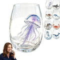 Artisanal Blue Ringed Octopus Glassware, 3D Ocean Glass Wine Glass，Jellyfish | by Unknown