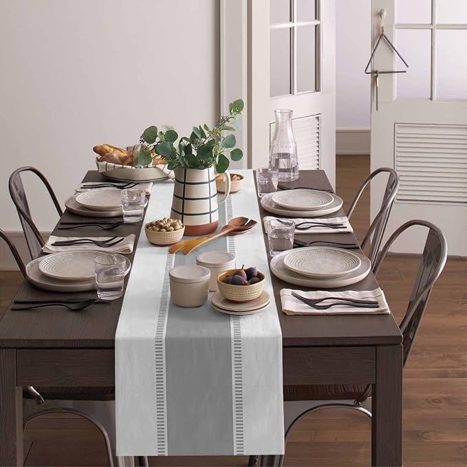 Grey Table Runners Stripes Table Runner Dresser Scarves 72 inches Long - Image 4