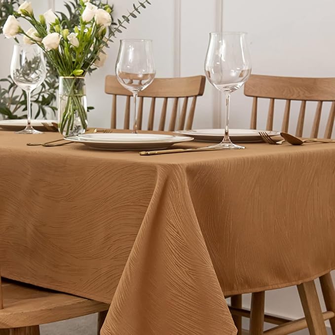 maxmill Harvest Swirl Design Table Cloth Waterproof Wrinkle Resistance Heavy Weight Soft Tablecloth for Fall Harvest Thanksgiving Dinning Tabletop Decoration Rectangle 60 x 120 Inch, Fall Leaf