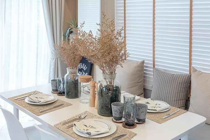 homing Cotton Linen Placemats Set of 8, Cloth Washable Farmhouse Dining Table Mats for Indoors & Outdoors, Easy to Clean, Linen, 13 x 19 Inch