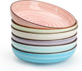 KitchenTour Large Pasta Bowls 34 oz, Ceramic Salad Serving Bowls Set of 6 by KKitchenTour