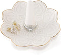Ceramic White Mandala Jewelry Holder Decorative Ring Holder/Trinket Tray Engagement Wedding Birthday Gifts for Women Her