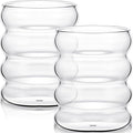 Cunhill 2 Pcs Wave Glass Cup 10 oz Ribbed Bubble Drinking Glassware Creative by Cunhill