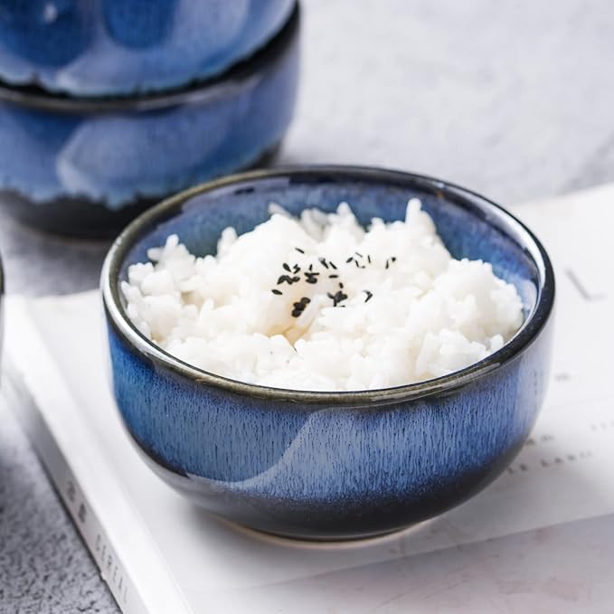 UNICASA Ceramic 8 oz Small Bowls Set, Porcelain Dessert Bowls Set of 4, Porcelain Reactive Glaze Bowls for Ice Cream, Snack, Dipping, Serving Bowls, Dishwasher & Microwave Safe, Blue