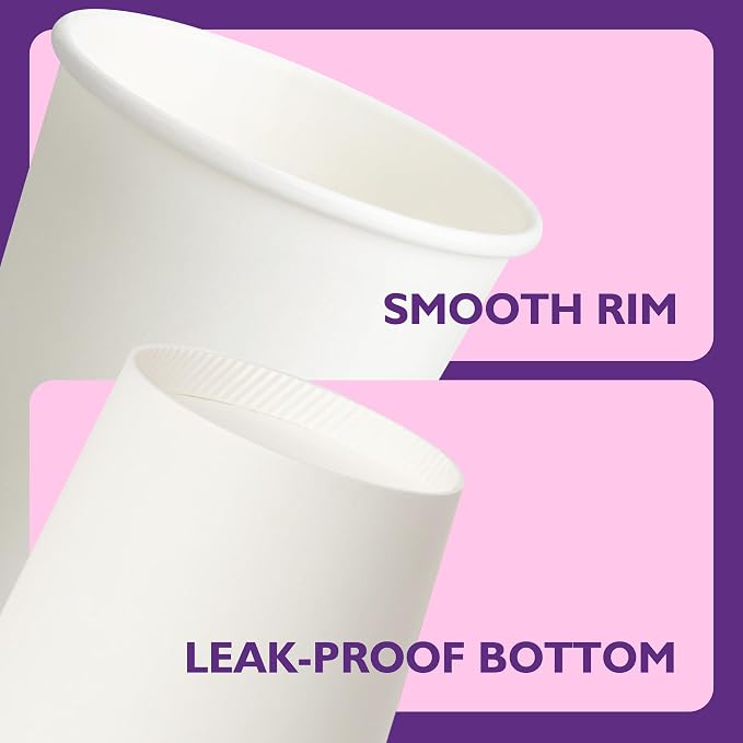 16 oz White Paper Coffee Cups, Disposable Hot Drink Cups - Image 7