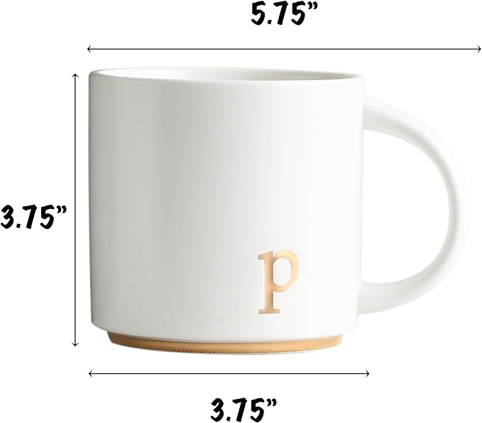 COLLECTIVE HOME Ceramic Coffee Mug, 15 oz Monogram Cup - Image 2