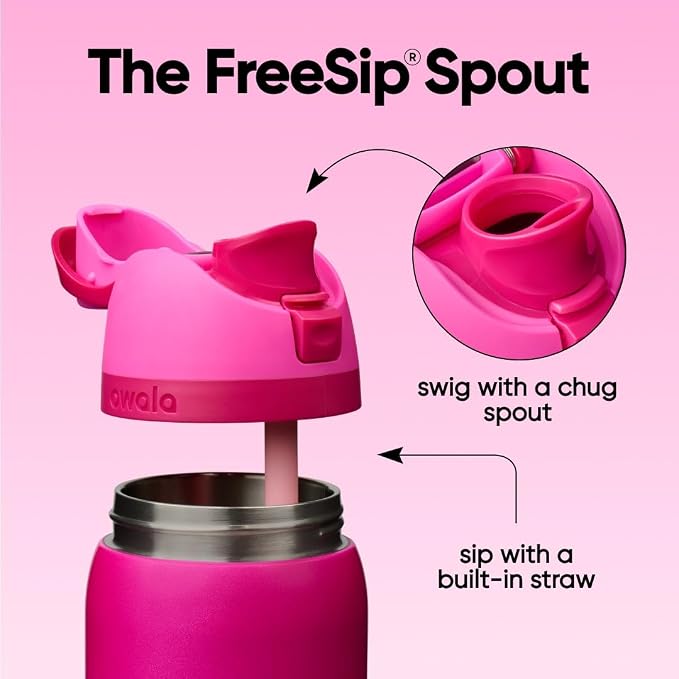 Owala FreeSip Stainless Steel Water Bottle 40 oz Read My Lips - Image 3