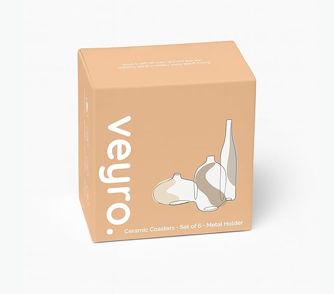 VEYRO Ceramic Coasters Set of 6 – Absorbent Stone Drink Coasters - Image 7