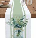 Sage Green Eucalyptus Leaves Table Runners 70 Inches Long, Farmhouse Stripe by Unknown