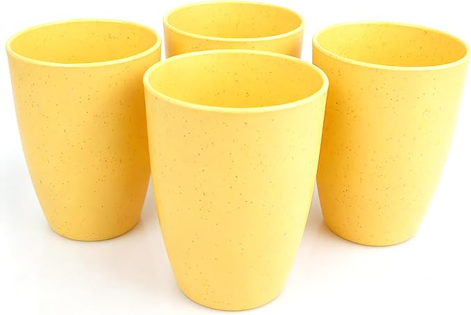 Wheat Straw Cups set of 4, Unbreakable Drinking Cup | 12 Oz Reusable Cups by Soptalles