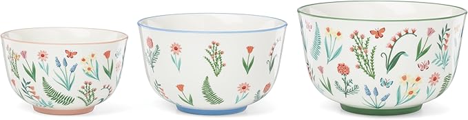 Oneida First Blooms Porcelain Nesting Bowls, microwave safe | space-saving - Image 2