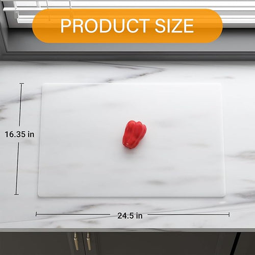 2-Pack Extra Thick Silicone Counter Mats - 24”x16” Large Heat Resistant Kitchen Countertop Protector, Non-Slip Hot Pad Trivet for Air Fryer, Hot Pots & Pans, Coffee Maker(White Translucent)
