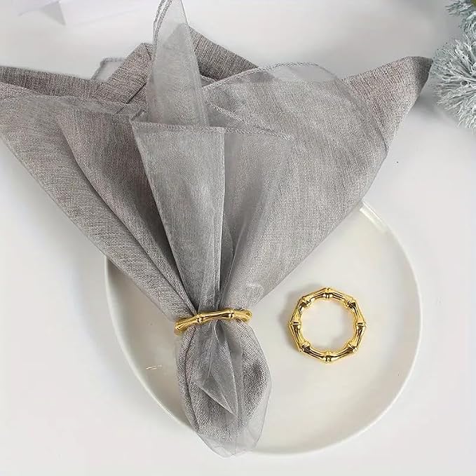Shining Gold Bamboo Napkin Rings Set of 4 - Image 4