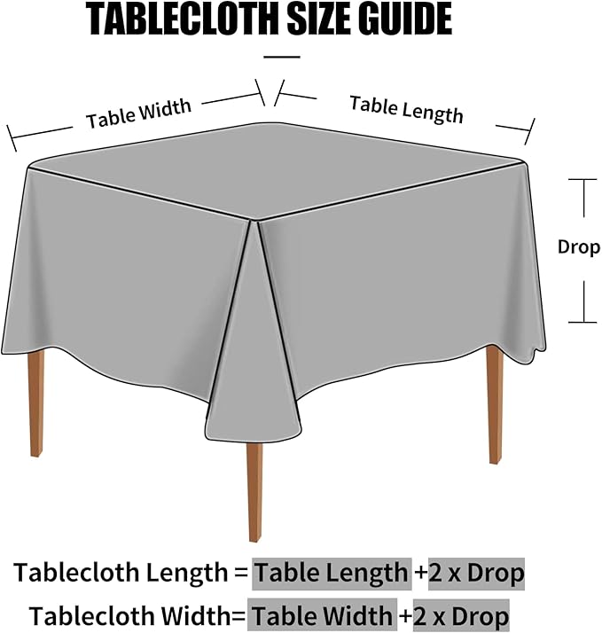 Smiry Square Table Cloth, Waterproof Heavy Duty Vinyl Tablecloths, Wipeable Washable Table Cover for Kitchen and Dining Room (Black, 70" X 70")