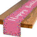 Artoid Mode Polka Dot Pink Happy Birthday Table Runner, Seasonal Kitchen Dining by ArtoidMode