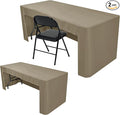 Nasitos 2 Pack Taupe Tablecloth for 8FT Trade Show Table Covers-Open Back Folding Tablecloths Washable Fabric and Wrinkle Resistant Table Covers for Craft Show, Display Table, Parties, Birthday