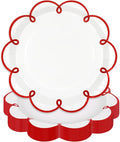 JarThenaAMCS 50 Pcs Red Edge Paper Plates Scalloped Disposable Plate Decorative by JarThenaAMCS