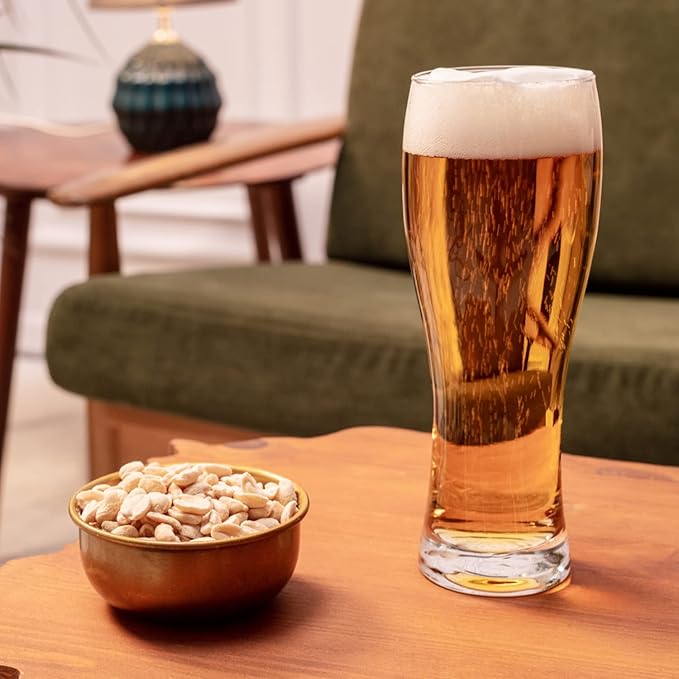 Krosno Tall Beer Pint Glasses, Set of 6, 16.9 oz, Chill Collection, Beer Tatsing, Lager, IPA APA Glasses, Dishwasher Safe, Made in Europe