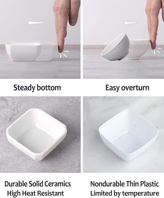 12 Pack Ceramic Dipping Bowls, 3 Oz Soy Sauce Dish, Small Dip Bowls Set for Sauce, Side Dish, Condiments, Sushi, Ramekins Oven Safe