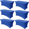 Obstal 6 Pack Stretch Spandex Table Covers for 6 Foot Tables - 6 FT Universal Rectangular Fitted Tablecloth Protector for Wedding, Banquet, Party (Royal Blue, 72 Length x 30 Width x 30 Height Inches)