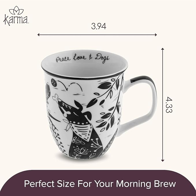 Karma Gifts 14 oz Black and White Boho Mug Tiger - Image 2