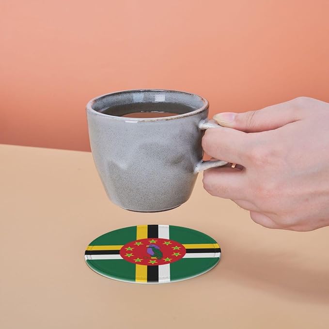 6 Pack Dominica Flag Leather Coaster - Image 7