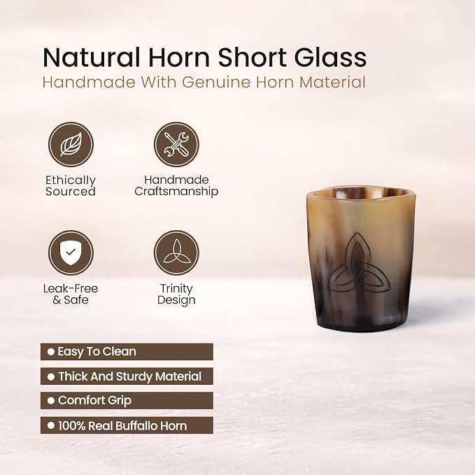Handicrafts Home Viking Horn Shot Glasses Set of 8, Handmade Natural Ox Horn - Image 2