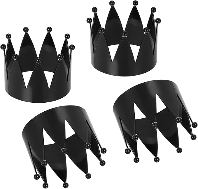 uxcell Metal Napkin Rings Set of 4, Crown Shape Napkin Ring Holder Buckle for Dining Table Decorations Wedding Birthday Holiday Party, Black