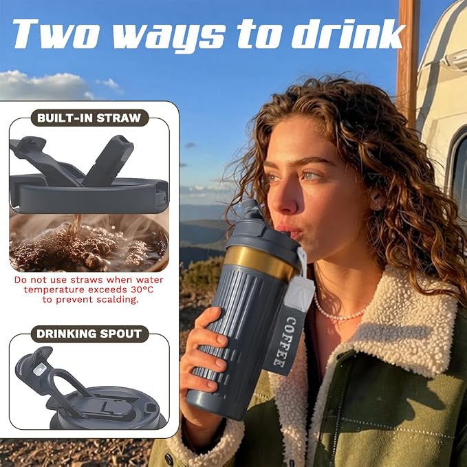 Vacuum Insulated Stainless Steel Travel Coffee Mug, Leak Proof Cup - Image 4