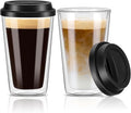 Qipecedm® 2 Packs Double Walled Glass Coffee Mugs by Qipecedm