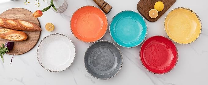 Farmhouse Melamine Pasta Bowls Set of 6, 42 OZ Large Serving Bowls Set - Image 6